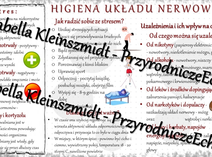 Sketchnotka - notatka „Higiena i choroby układu nerwowego” wykonana w power point do edycji. Biologia 7; „Regulacja nerwowo-hormonalna”