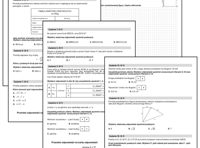 Egzamin ósmoklasisty z matematyki - próbny arkusz nr 3. Egzamin w formule 2024/2025