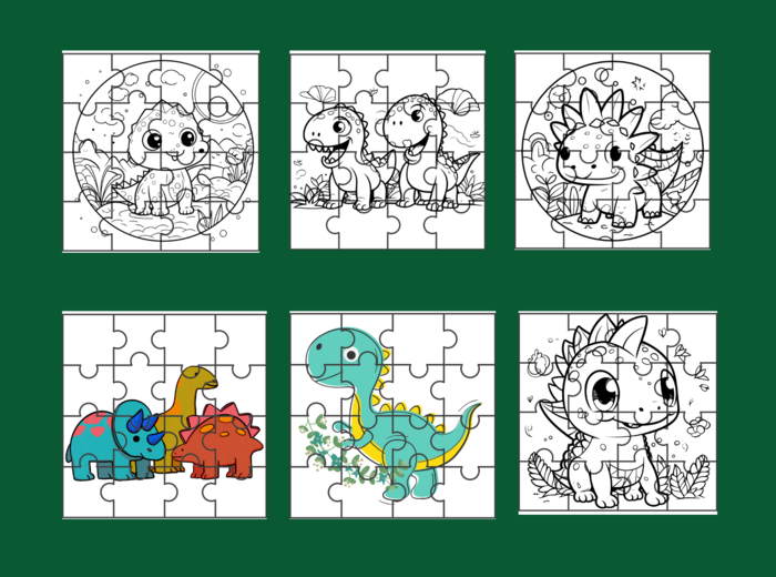 DZIEŃ DINOZAURA – PUZZLE – 26 obrazków – ćwiczenia redakcyjne