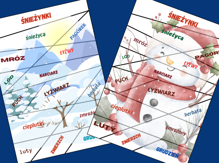 ZIMA – ortografia – puzzle – 6 wersji