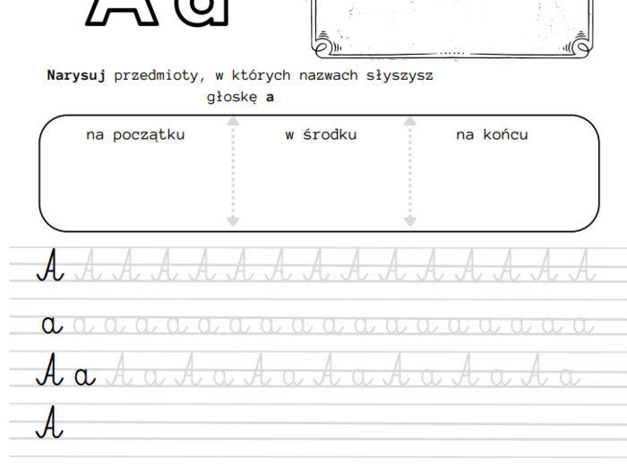 Litery A-Ż - pisanie po śladzie KARTA PRACY