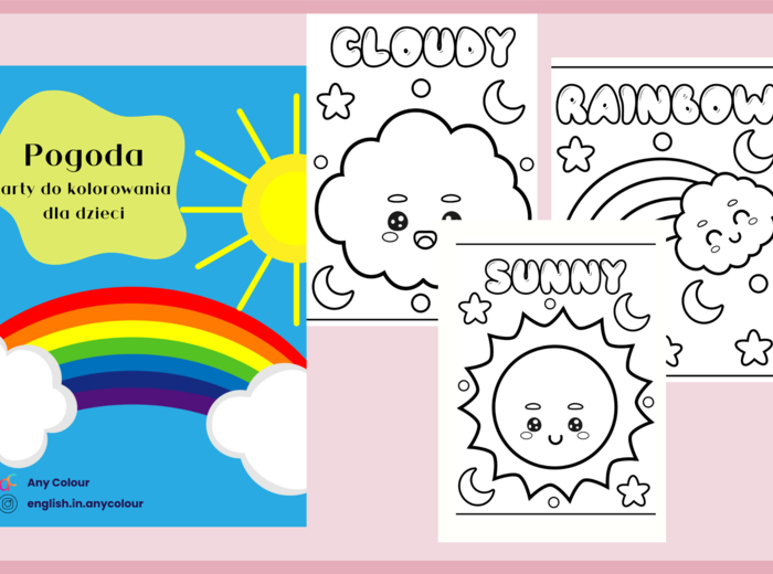 Język angielski - Pogoda - karty do kolorowania dla dzieci; przedszkole
