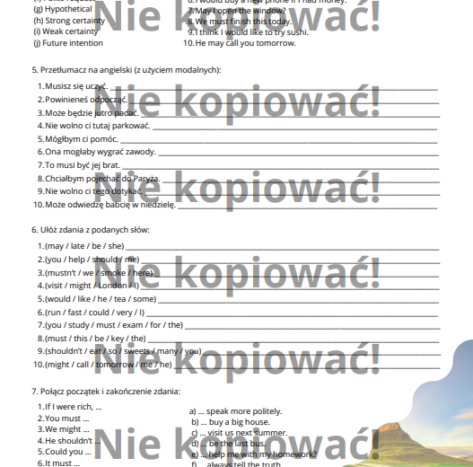 Karta pracy: Modal Verbs w akcji! B1