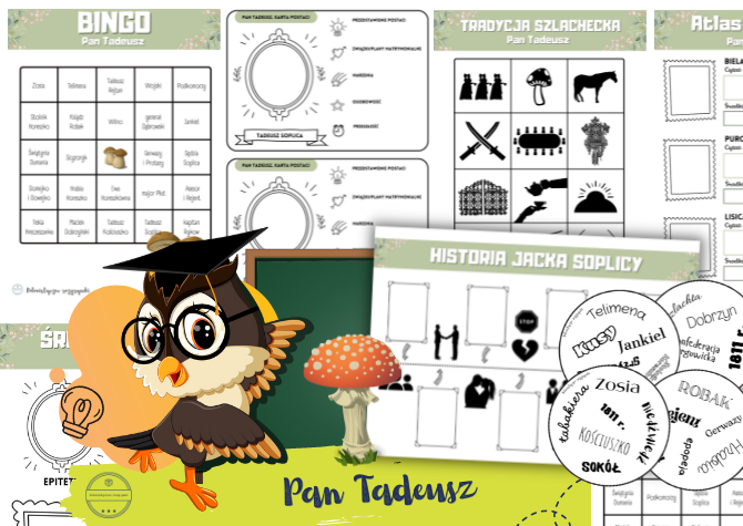 Pan Tadeusz. Pakiet materiałów. Karty pracy. Gry. Ikonki