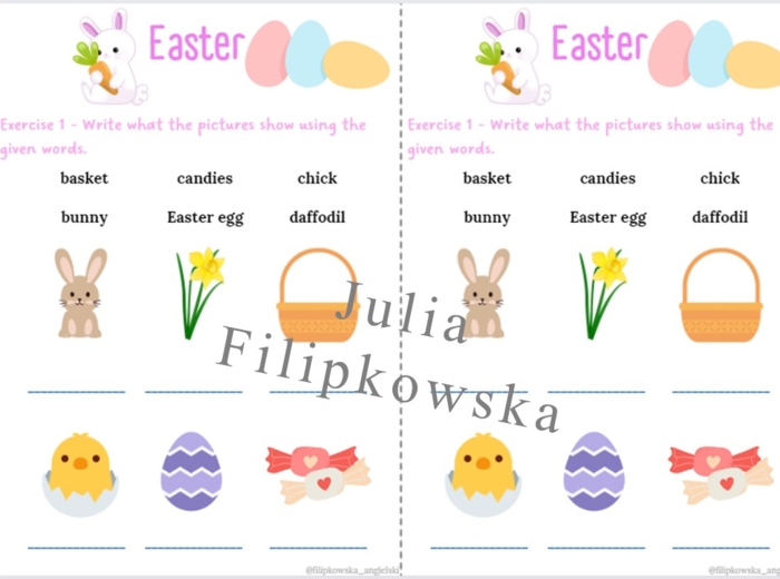 Wielkanocny zestaw zadań/ karta pracy/ zadania/ słownictwo/ Klasy 1-3/ SP 1-3/ Easter/ Wielkanoc/ Dzieci/ Gotowa lekcja