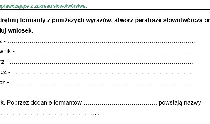 Ćwiczenia z zakresu słowotwórstwa