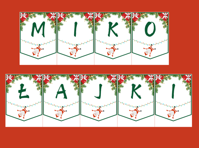 MIKOŁAJKI – Mikołaj – Boże Narodzenie – GIRLANDA – biblioteka – świetlica – przedszkole – gazetka – wersja 3
