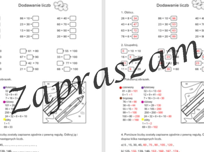 Dodawanie liczb - karta pracy