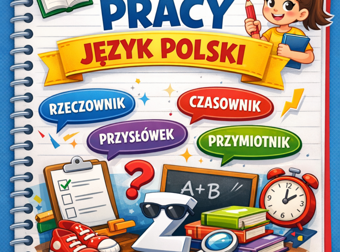 Karta pracy - części mowy (4-6), czasownik, przymiotnik, rzeczownik, przysłówek