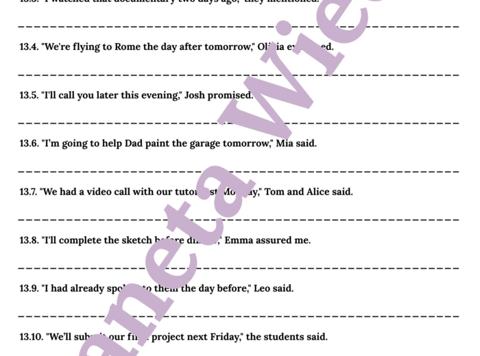 MOWA ZALEŻNA - E8– Zbiór zadań do egzaminu ósmoklasisty z języka angielskiego. Poziom A2/A2+ – 20 STRN ZADAŃ, zamiana zdań na mowę zależna, poprawna składnia, zmiany czasów, wypełnianie luk w tekście, tworzenie własnych zdań i historii + ODPOWIEDZI