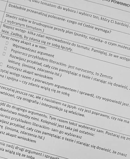 ROZPRAWKA W TRZYNASTU KROKACH- INSTRUKCJA DO SAMODZIELNEJ PRACY UCZNIA