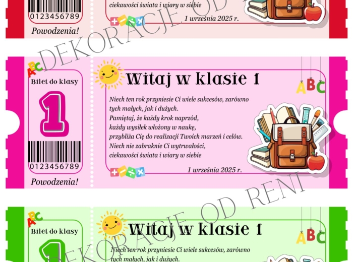 Powitalny Bilet do Klasy 1