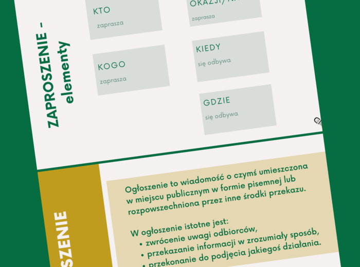 Zaproszenie i ogłoszenie. Prezentacja