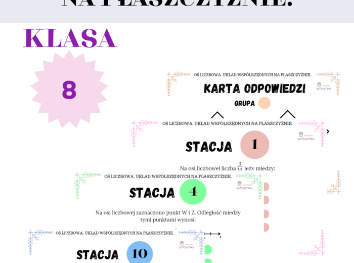 Stacje zadaniowe – oś liczbowa, układ współrzędnych na płaszczyźnie