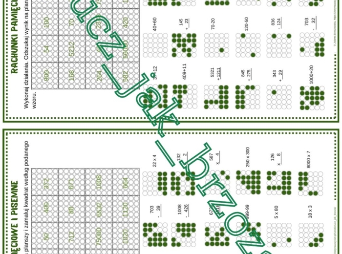 Rachunki pamięciowe i pisemne, kodowanie, klasa 4, Boże Narodzenie