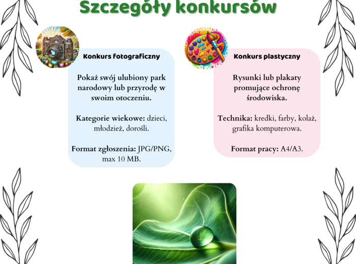 Konkursy przyrodnicze. Konkurs fotograficzny. Konkurs plastyczny