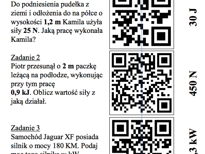 Klasa 7. Praca, moc - zadania