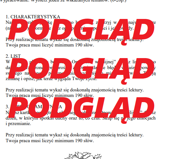 OPOWIEŚĆ WIGILIJNA sprawdzian podsumowujący, praca klasowa, egzamin ósmoklasisty