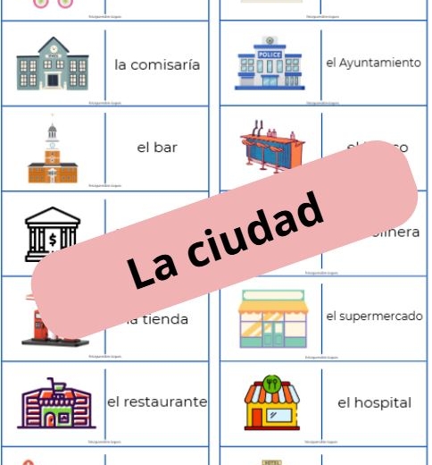 Domino ze słówkami - 24 słówka dotyczące miasta