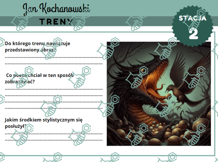 Treny I,V,VII,VIII Jana Kochanowskiego - stacje zadaniowe