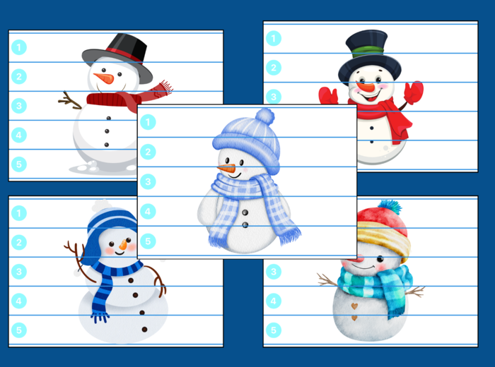 DZIEŃ BAŁWANA – Dzień Bałwanka – zima – puzzle – biblioteka – świetlica – przedszkole – 10 wersji