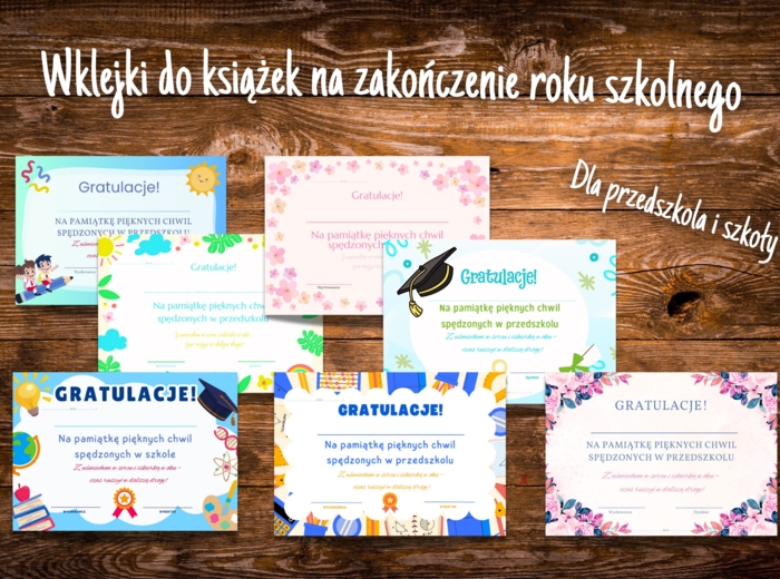 ⭐WKLEJKI DO KSIĄŻEK NA ZAKOŃCZENIE ROKU SZKOLNEGO⭐
