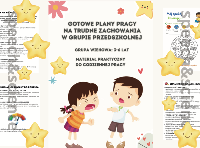 GOTOWY PLAN PRACY NA TRUDNE ZACHOWANIA W GRUPIE - agresja, krzyk, ucieczka, zamrożenie