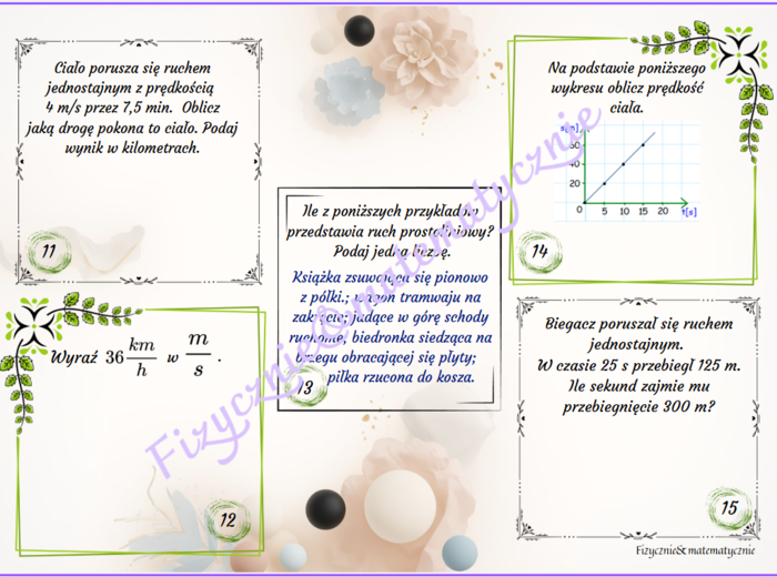 Ruch – karta pracy z szyfrem | Klasa 7 | 16 zadań + rozwiązania