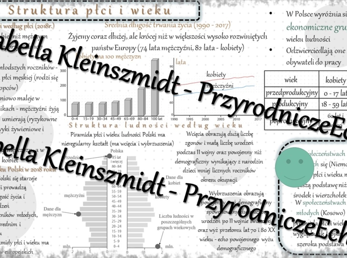 Sketchnotka - notatka „Struktura płci i wieku” wykonana w power point do edycji. Geografia 7; „Ludność i urbanizacja”