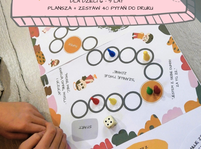 Gra planszowa „Asertywność dla dzieci 6-9 lat. Plansza + 40 pytań” – pomoc edukacyjna do druku