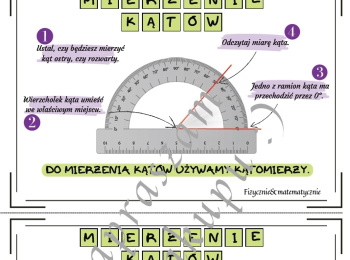 Mierzenie kątów - wklejka do zeszytu