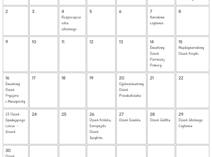 PAKIET MATERIAŁÓW NA WRZESIEŃ WEDŁUG KALENDARZA ŚWIĄT I DNI NIETYPOWYCH.