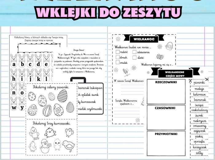 Wielkanoc- wklejki do zeszytu i ćwiczenia do druku