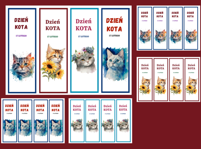 DZIEŃ KOTA – zakładki do książek – zakładka – biblioteka – świetlica – wersja 3