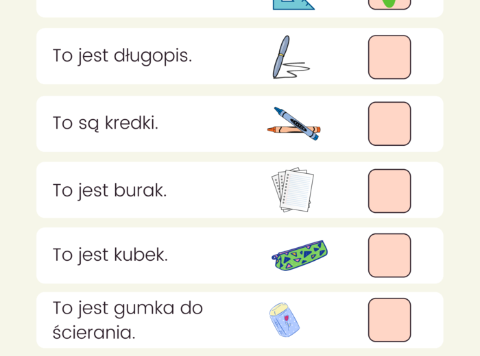 Przybory szkolne - prawda czy fałsz