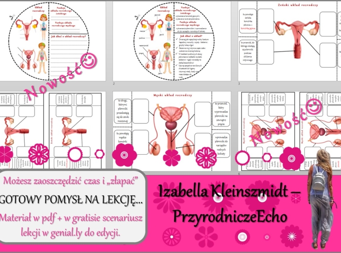 Pomysł na lekcję/karta pracy/stacje zadaniowe/materiał do lekcji do tematu „Układ rozrodczy umożliwia wydawanie na świat potomstwa” w pdf. W gratisie niekomercyjny scenariusz lekcji/pomysł na lekcję w programie genial.ly do edycji. Przyroda 4. Dział „Odk