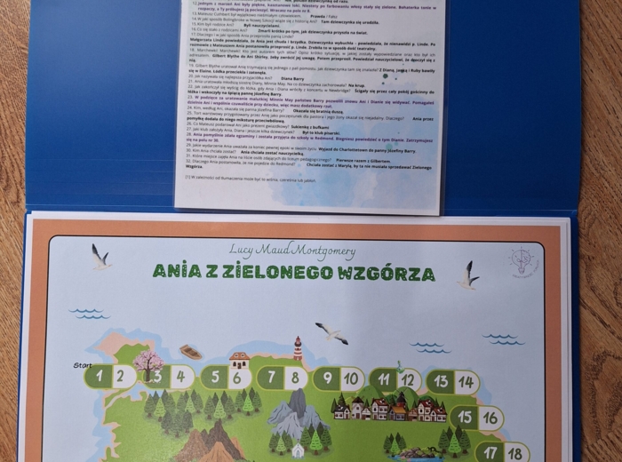 Ania z Zielonego Wzgórza - gra planszowa, grywalizacja, klasa 5-6