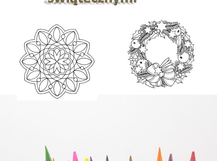 ?☃❄30 kolorowanek - Mandala z elementami świątecznymi oraz dodatkami