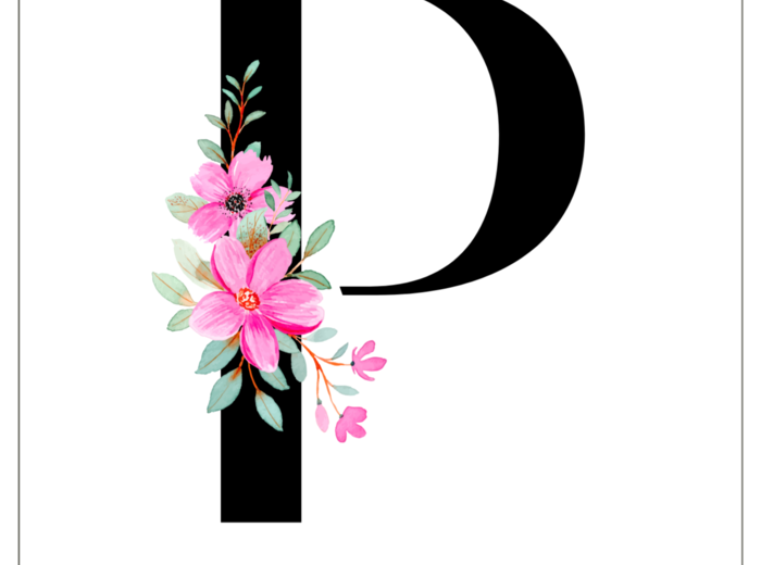 Elegancka girlanda z motywem kwiatowym – pełny polski alfabet