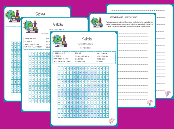 POWRÓT DO SZKOŁY – wykreślanka – ortografia – ćwiczenia redakcyjne - szkoła