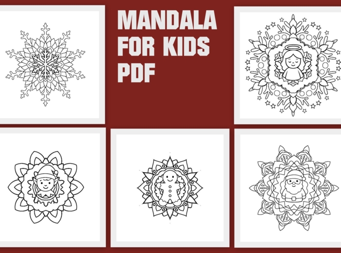 Świąteczne kolorowanki dla dzieci 5 x mandala pdf