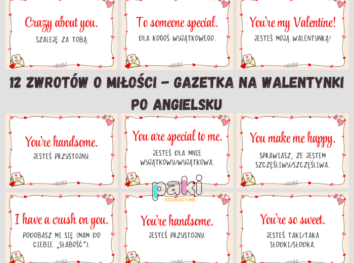 Walentynki // zwroty // gazetka // po angielsku