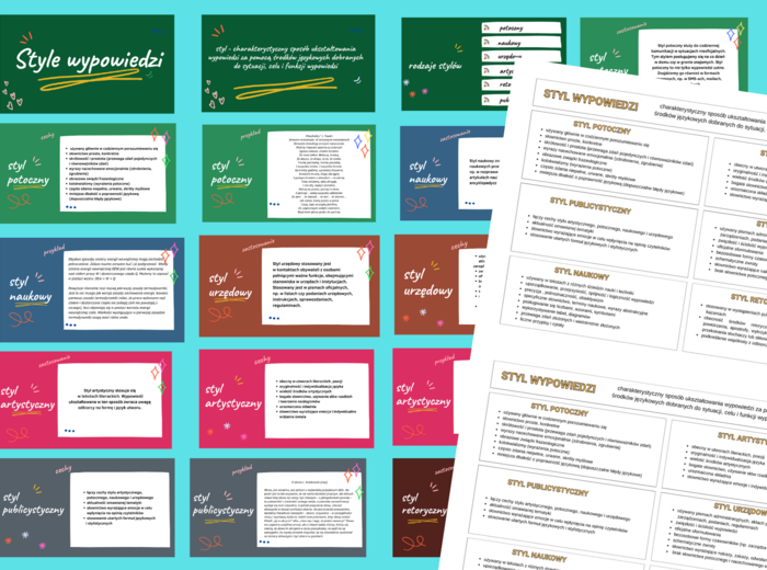 STYLE WYPOWIEDZI - wklejka i prezentacja – kl. 7-8 – egzamin – powtórzenie