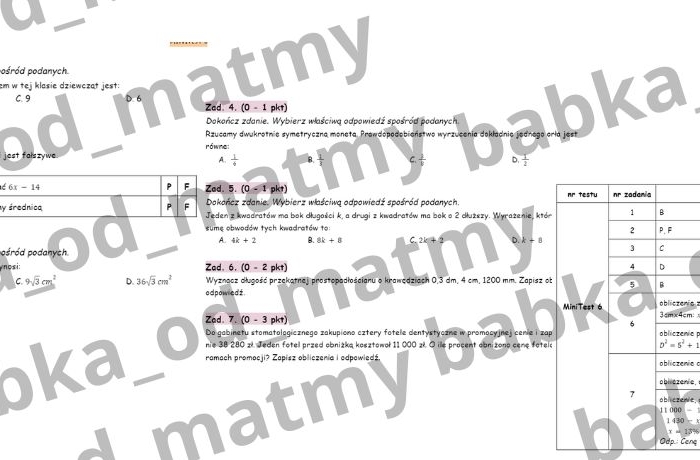 Przygotuj się do E8 z matematyki - MiniTest 6
