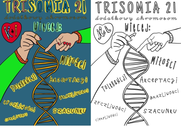 Plakat kolorowanka xl - Dzień Osób z Zespołem Downa - Trisomia 21