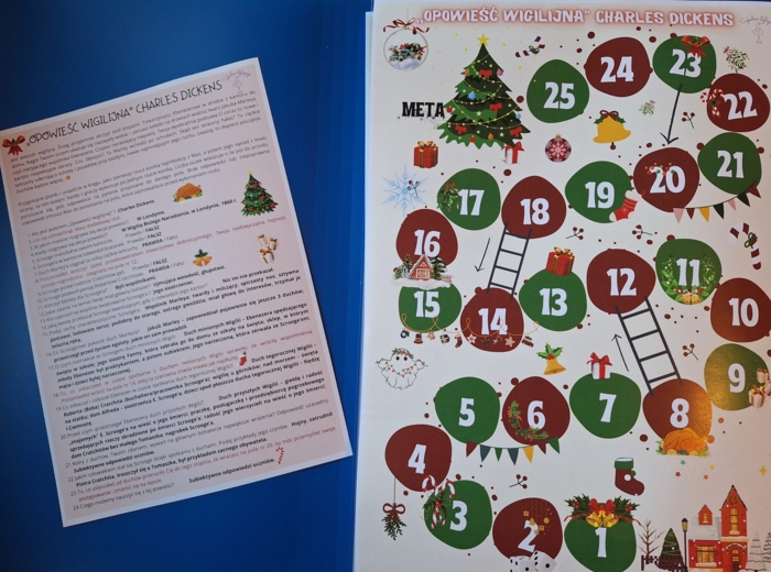 Opowieść wigilijna - test z lektury, egzamin ósmoklasisty, klasa 7, grywalizacja, gra