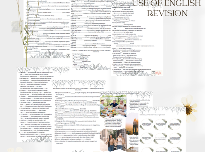 Powtórka słownictwa i use of english - matura B1/B2 - człowiek