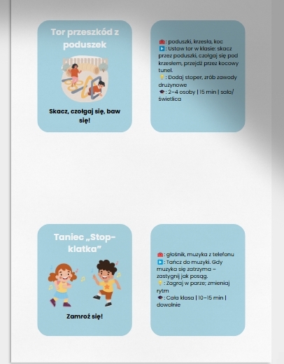 Karty z propozycjami zabaw DIY na deszczowy dzień