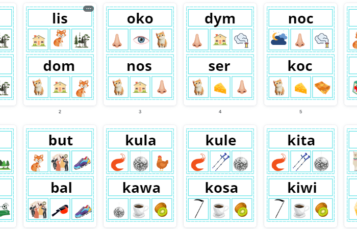 Karty klamerkowe- nauka czytania