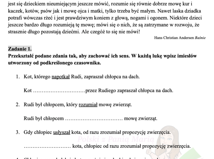 Imiesłowy - zadania egzaminacyjne